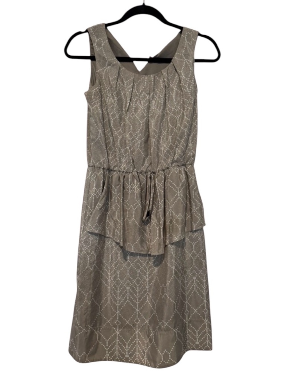 Vince Camuto Womens Taupe Geometric Peplum Sleeveless Sheath Dress Size 2